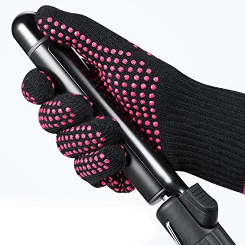 1 Pcs Professional Heat Resistant Glove Hair Styling Tool For Curling Straight Flat Iron Black heat glove for curling iron