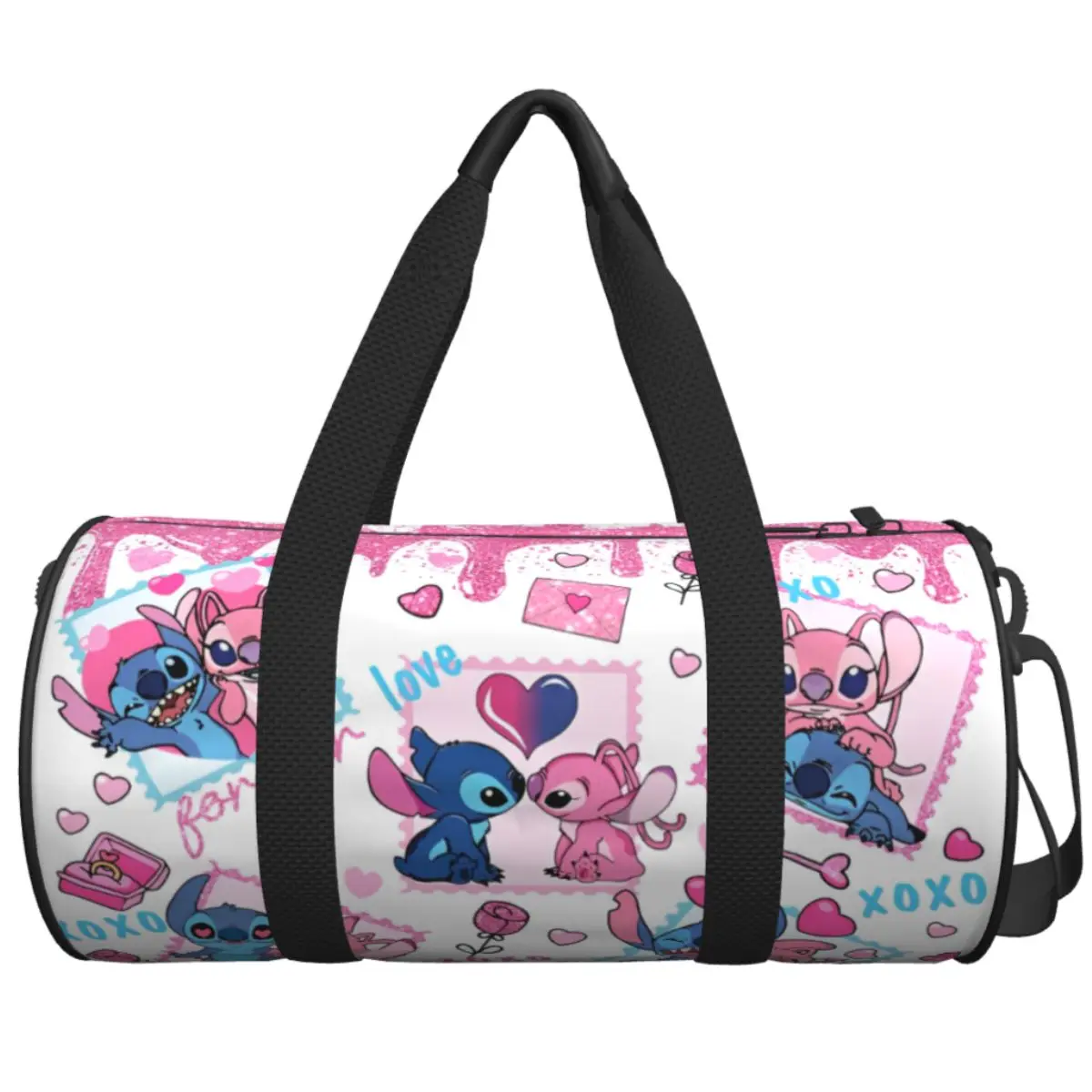 

Kawaii Lilo And Stitch Print Travel Bag Large Sport Bags Weekend Couple Design Gym Bag Fashion Retro Fitness Bag