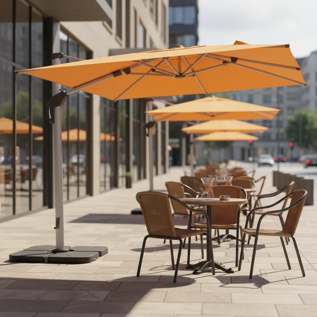 Heavy Duty Aluminum Roma Umbrella Outdoor Cantilever Parasol with 360 Rotating Base Crank Handle for Resort Patio Use