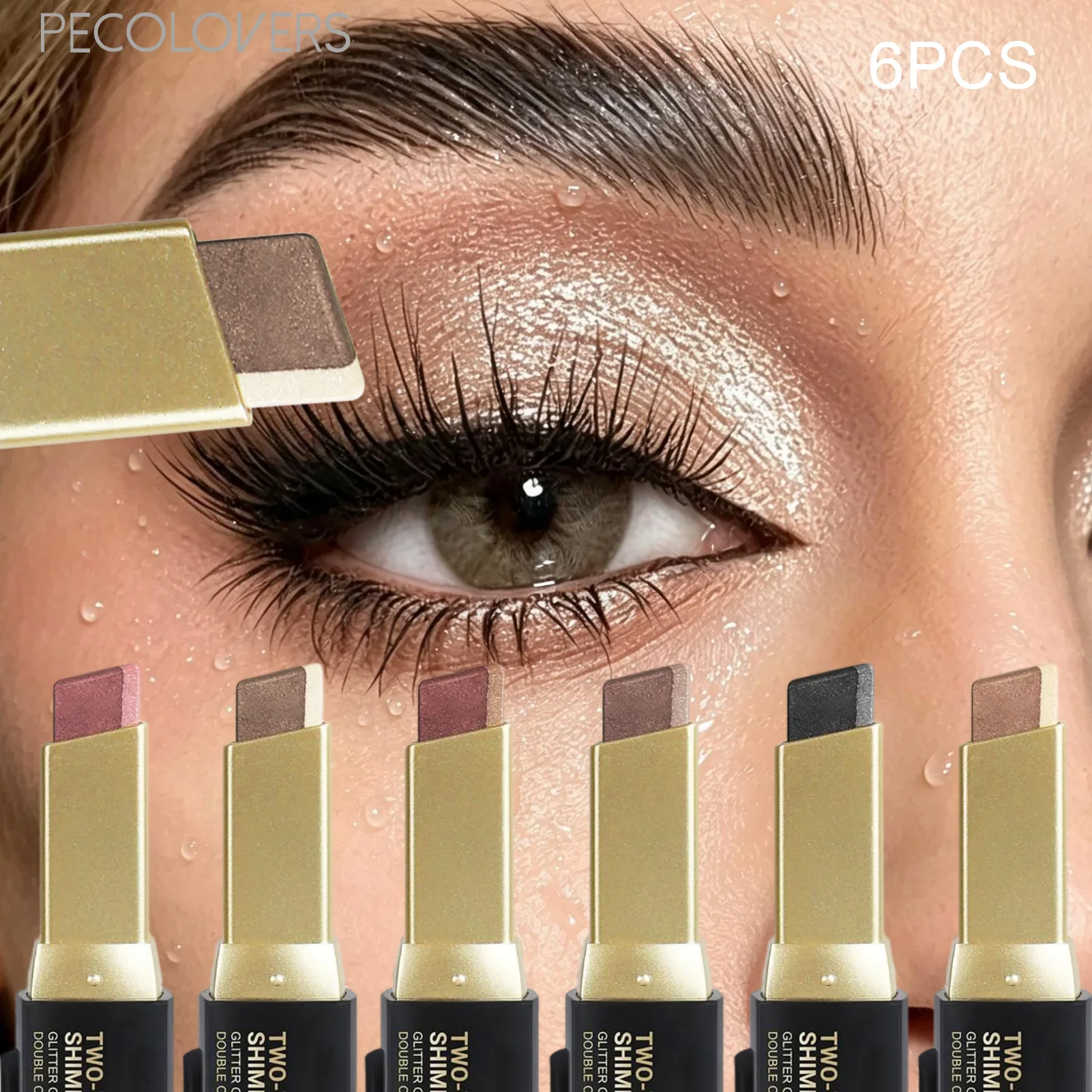 6pcs/set Waterproof Dual-Tone Pearlescent Eyeshadow Sticks - Long-Lasting, with Vibrant Colorfastness