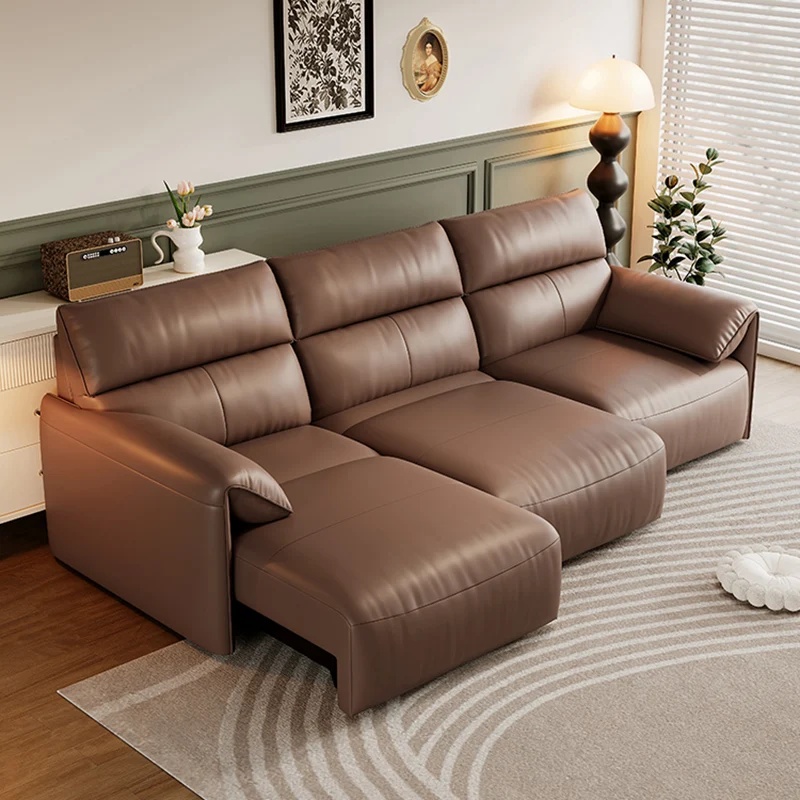 Brown Reclining Sofas Genuine Leather Relax Luxury Living Room Reclining Sofas Italian Sillon Para Dormitorio Patio Furniture