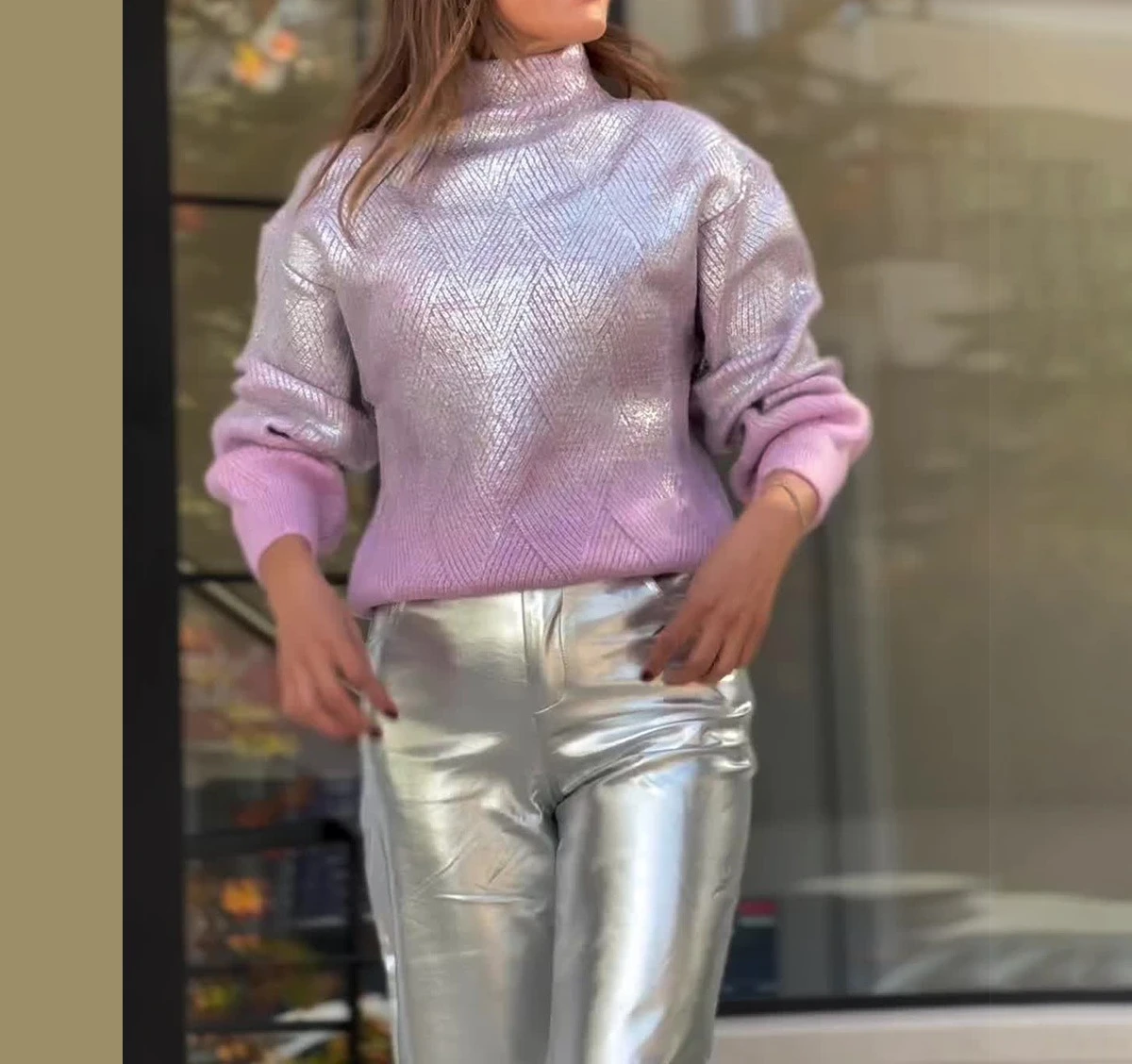 Elegant Sweaters Women's Clothing Streetwear High Neck Gradient Fashion Plaid Pullover Casual Long Sleeves Tops for Female Y2k