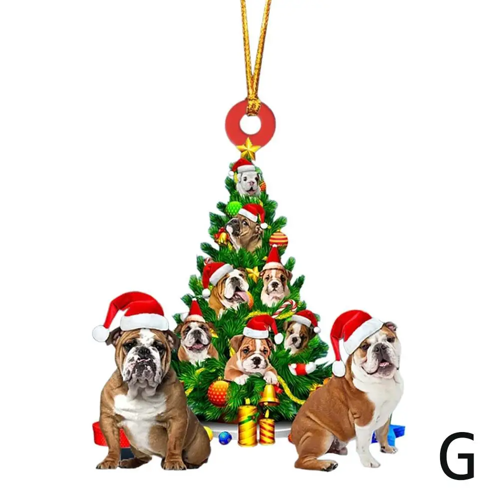 2024 nuevo 2d acrílico plano mascota perro Navidad colgante decoración para coche decoración del hogar árbol de Navidad ornamento Navidad Gif E1f8