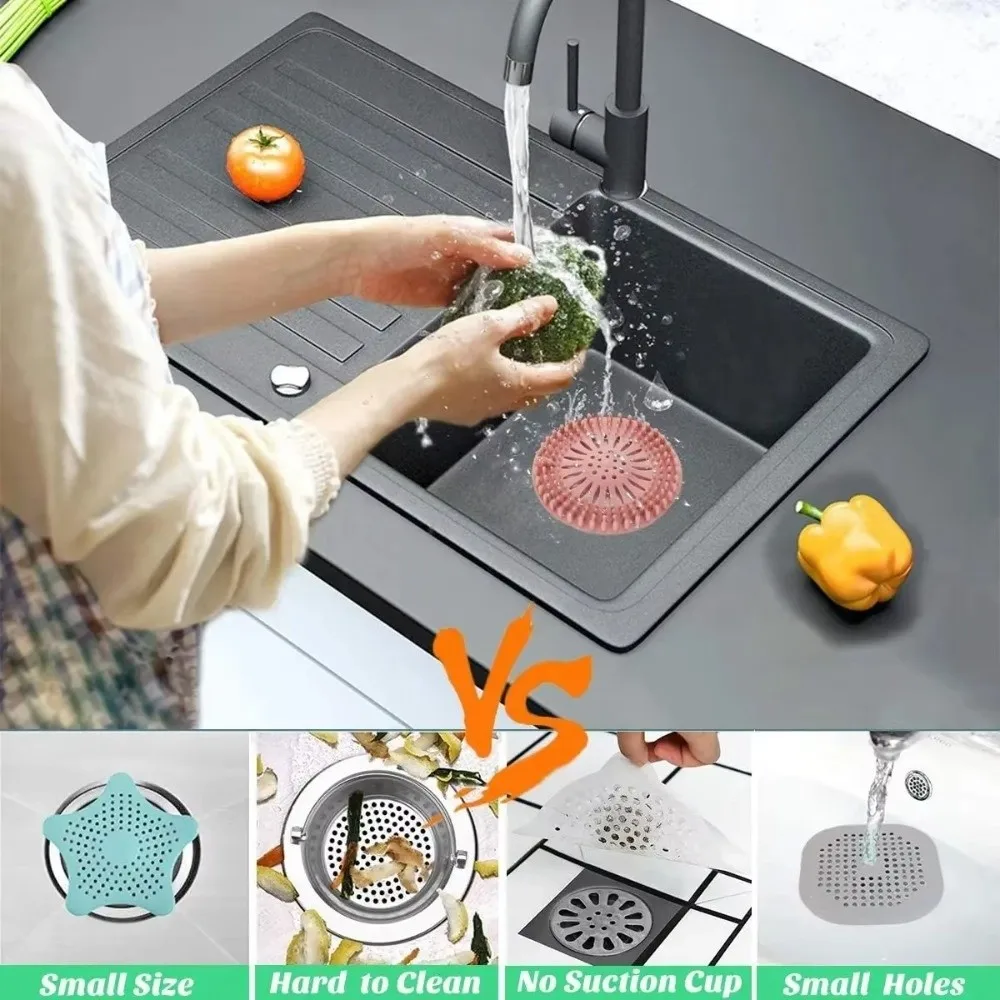 

Прочный силиконовый уловитель волос, слив для душа, круглая противозасоряющаяся крышка для слива в пол, легко чистящаяся пробка для ванны, кухонный инструмент