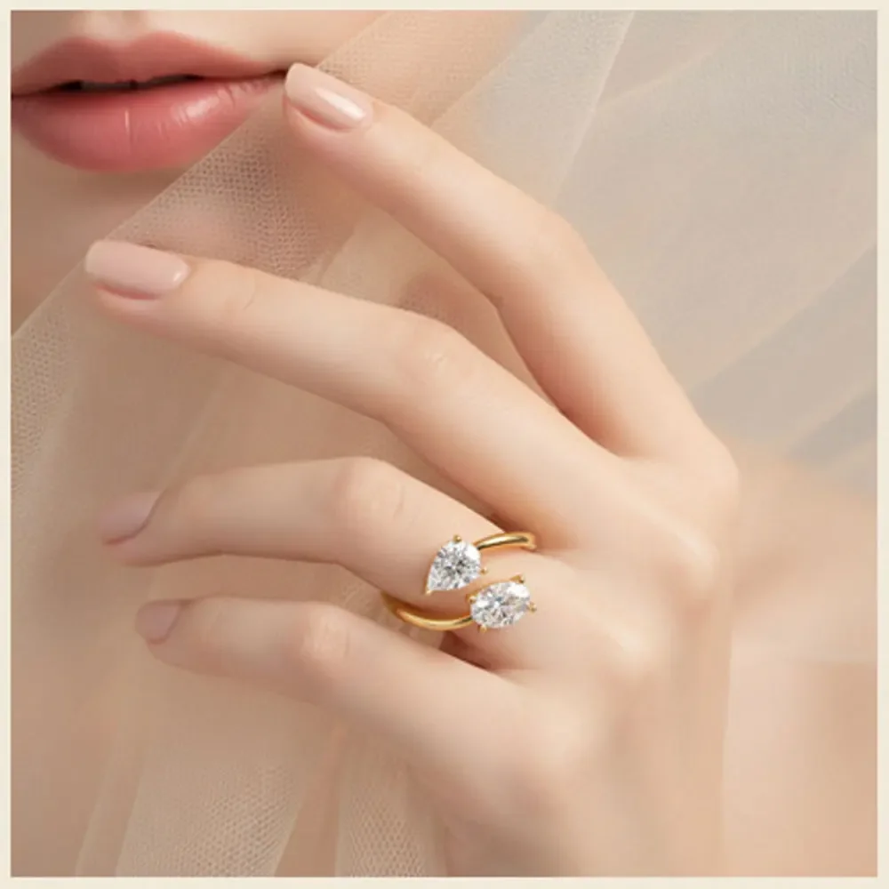 NASIAS925 Sterling Silver Moissanite Ring Women Jewelry Pear Oval Cut Bypass Ring Engagement Wedding Anniversary Gift 2026