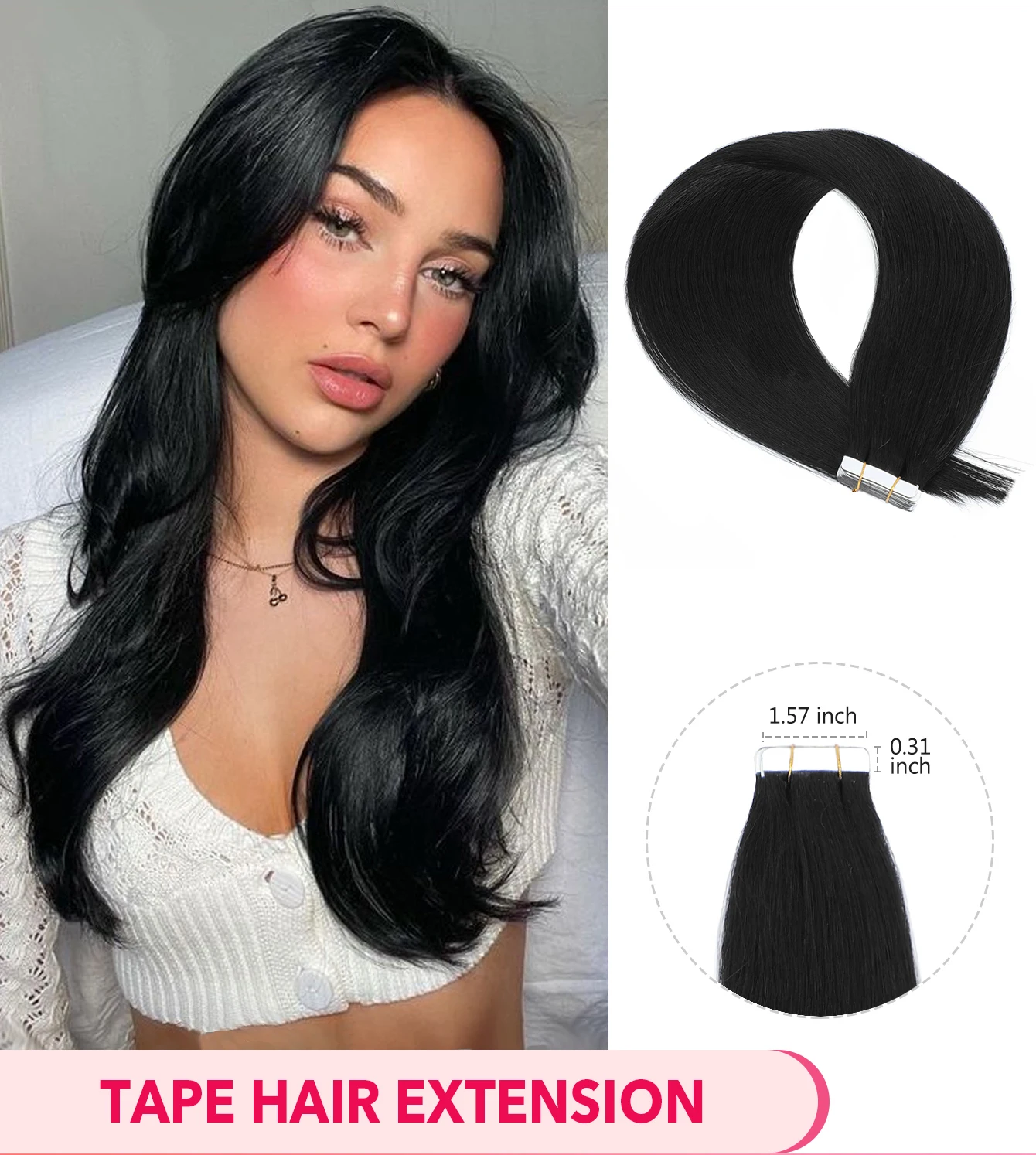 Лента в прямых наращивании человеческих волос, бразильские волосы, клейкие наращивания, уток кожи, черный, коричневый, 100% настоящие человеческие волосы для женщин
