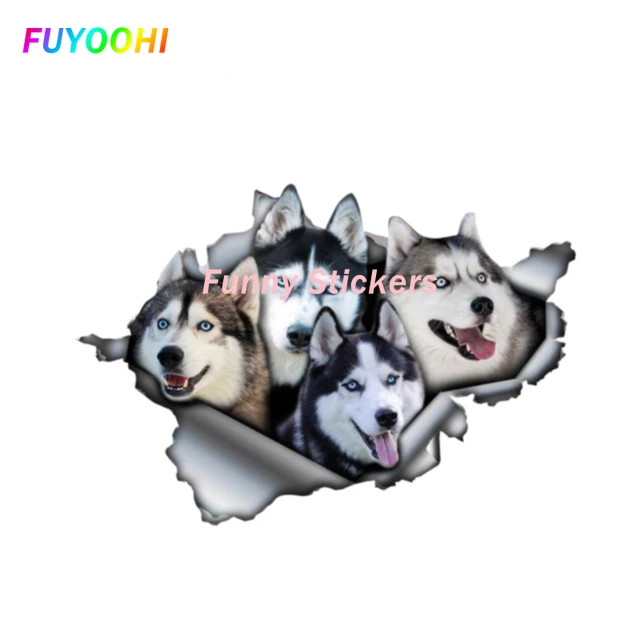 13cm*9cm Creative 3D Siberian Husky Waterproof Car Sticker JDM Reflective Car Decor Vinyl Auto Motorcycle Stickers