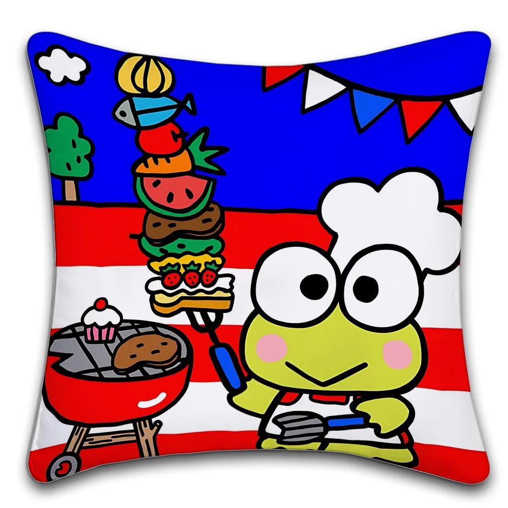 Sanrio KEROKEROKEROPPI Pillow Covers Cartoon Sofa Decorative Home Double-sided Printing Short Plush Cushion Cover Christmas gift