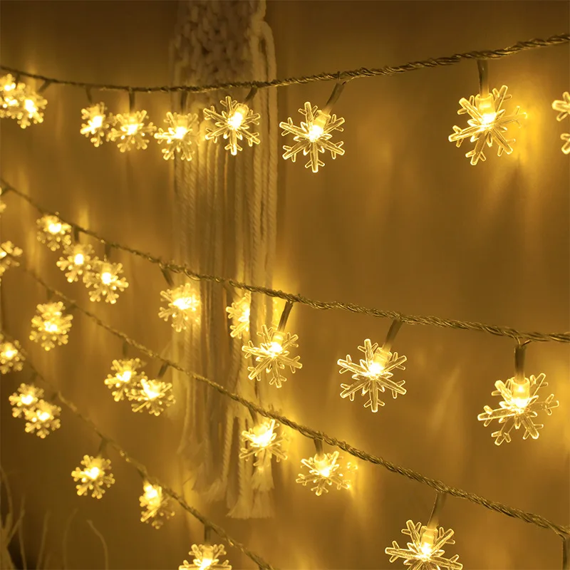 Christmas Snowflake LED String Light Garland Xmas Decoration Party Home Xmas Santa Claus Gifts Navidad  Happy New Year