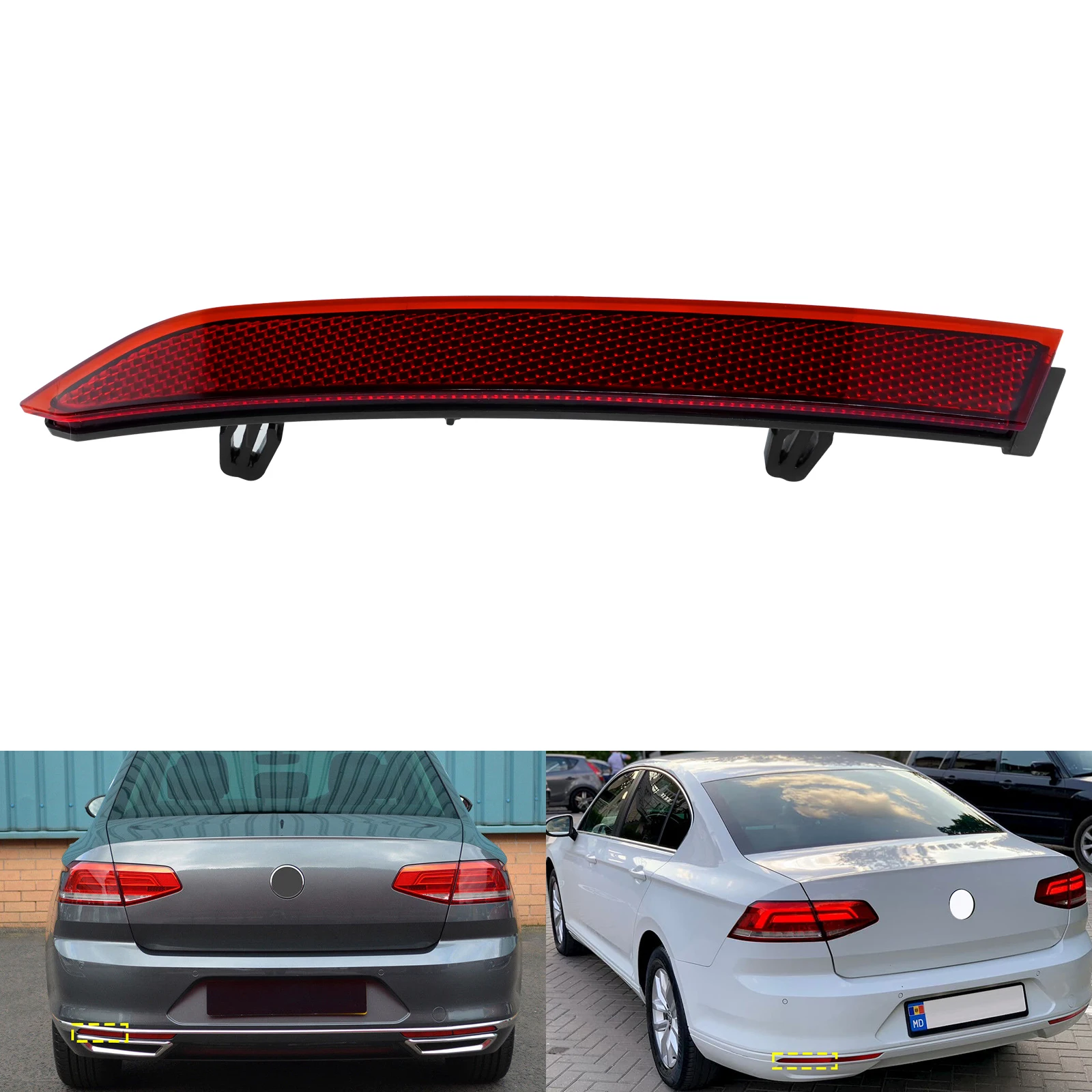 

For VW Passat B8 3G5 3G2 2014-19 Rear Outer Bumper Reflector Lens Red Left Side