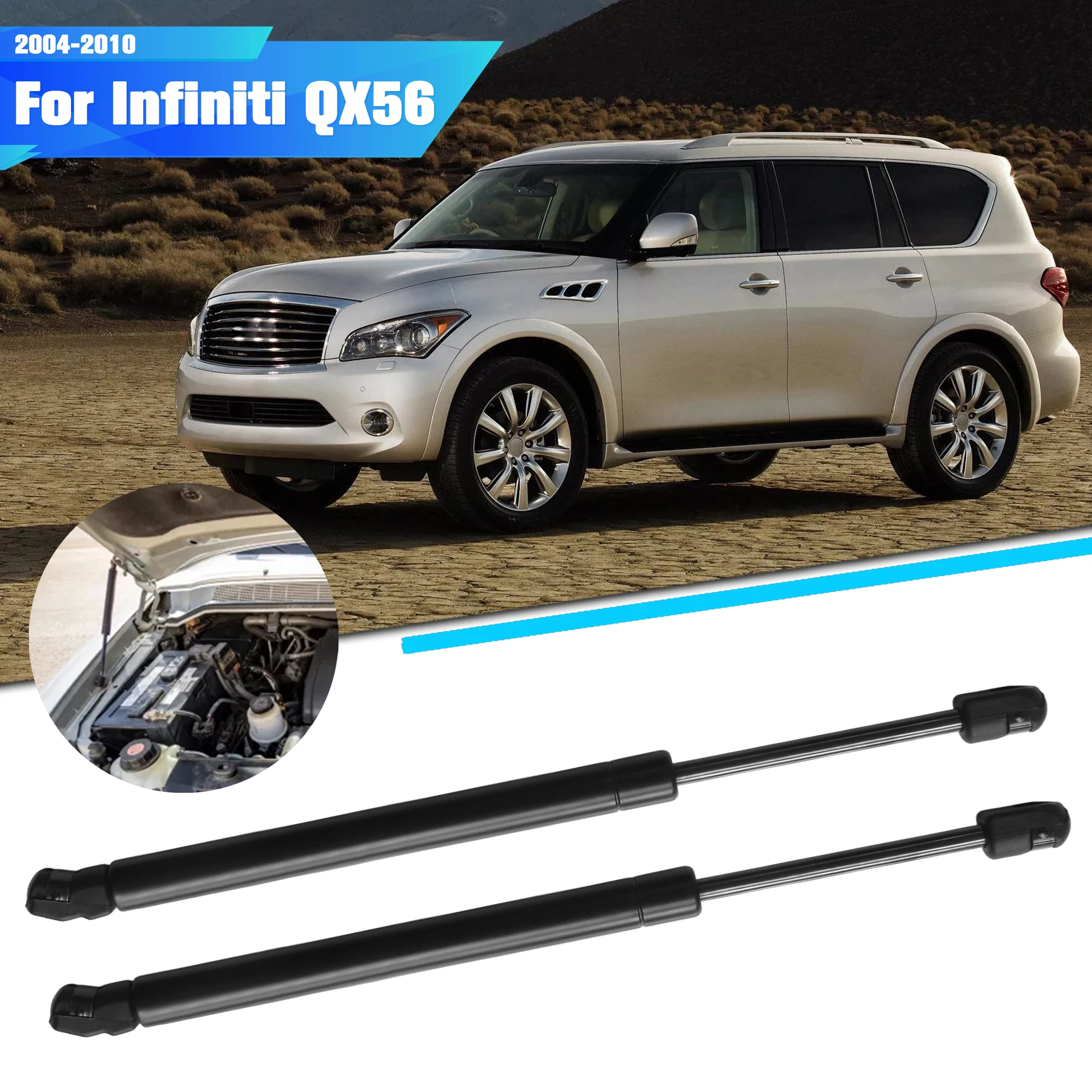 

2pcs For Infiniti QX56 2004-2010 Front Bonnet Gas Struts Support 650320 654707S600 65470-7S600