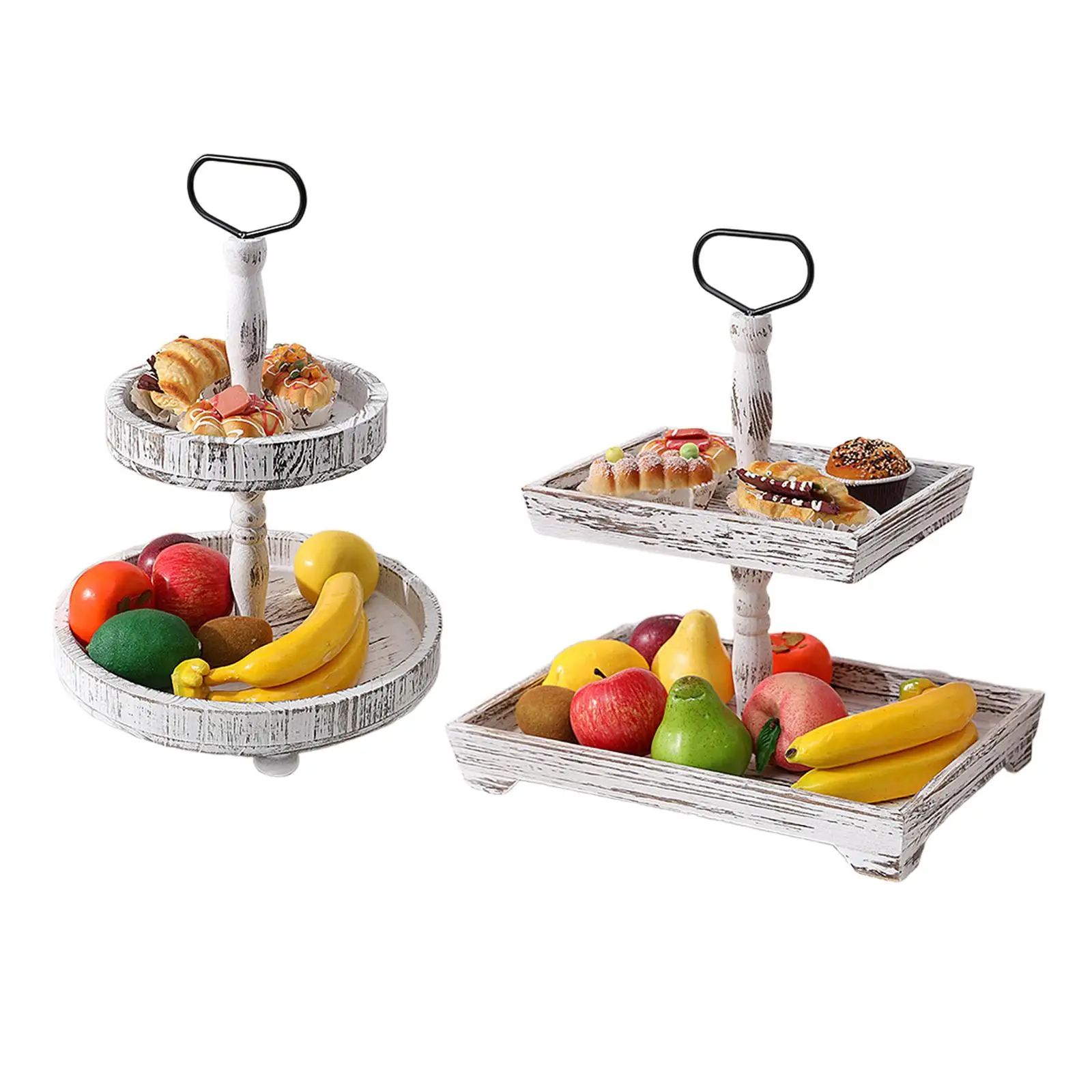 Tiered Tray Serving Tray Candy Storage Multifunction Tableware Dessert Display Stand Tiered Fruit Plate for Farmhouse Kitchen