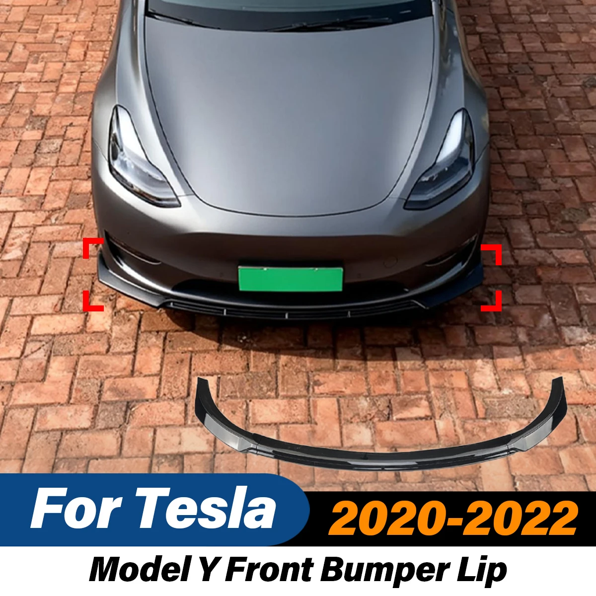 

For Tesla Model Y 2020 2021 2022 Automobile Front Bumper Lip Carbon Pattern Sports Wind Spoiler Diverter Body Modification Kit