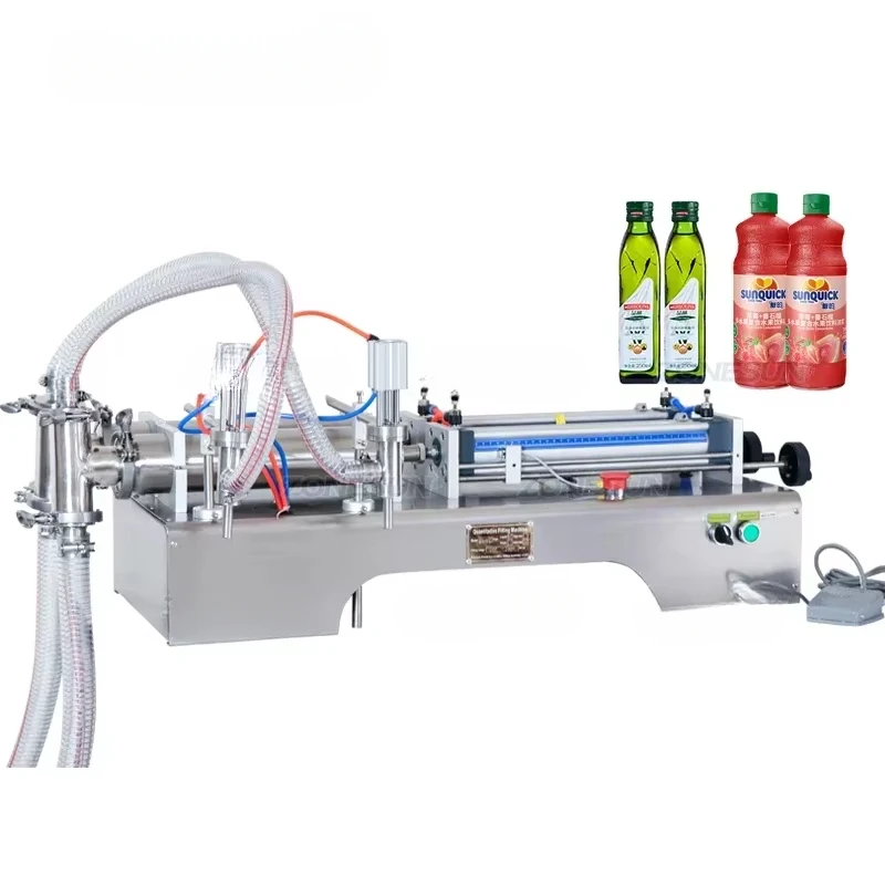 ZONESUN 100-3000ML 2 Head Liquid Horizontal Shampoo Grease Soft Drinks Milk Water Engine Oil Liquid Juice Filling machine