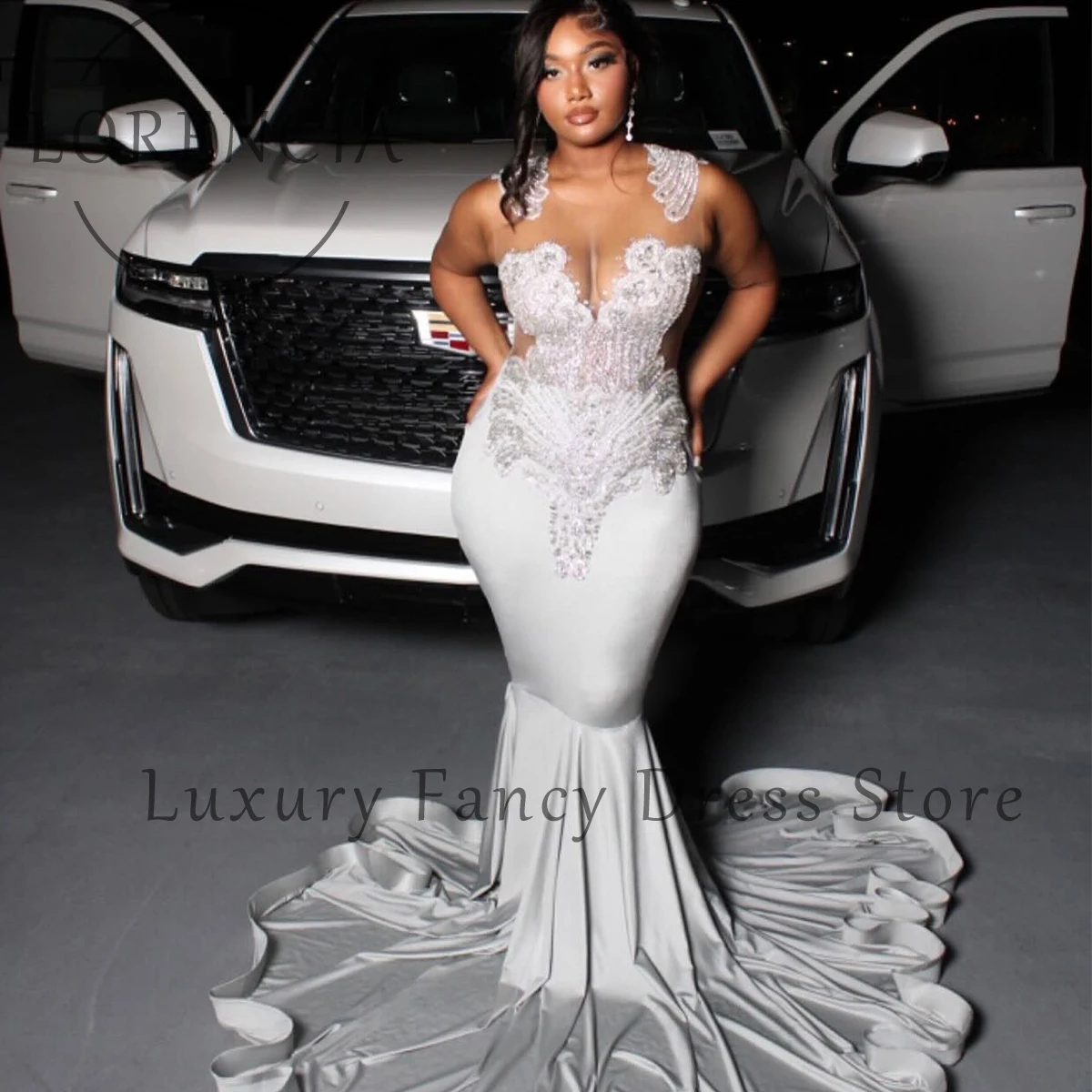 Luxury Diamonds Prom Dresses Elegant Evening Party Gowns for Black Girls Customized Sleeveless Court Train vestidos de fiesta