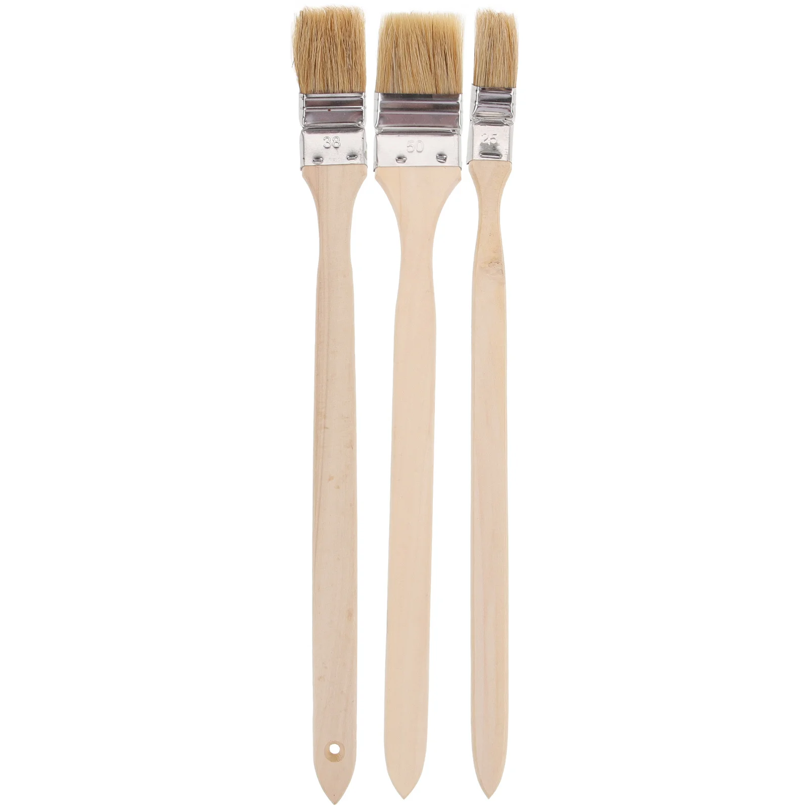 

3Pcs Bent Oil Paint Brushes Reusable Wood Handle Long Handle Wall Paint Brush for Industrial Art Home Furniture Painting