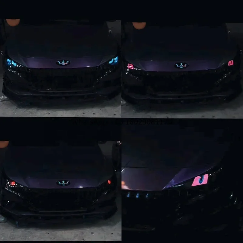 Tampilan mata iblis animasi mobil 12v, kontrol aplikasi Winking Display mata layar Led Panal