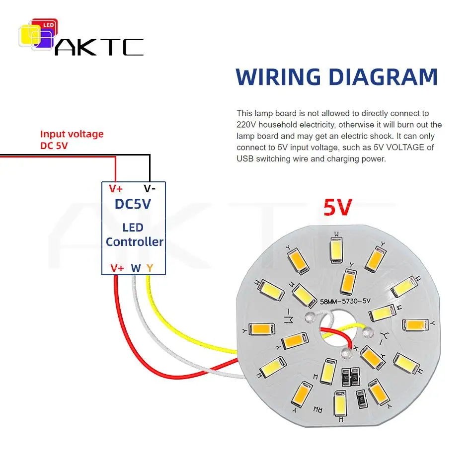 5-Pcs okrągłe LED podwójny kolor źródło światła DC 5V 12V 6W biały/ciepły niskonapięciowy SMD5730 lampa LED koralik aluminiowa płyta o średnicy 58mm