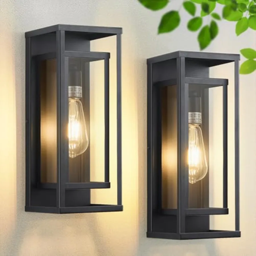 

14" Outdoor Wall Lights Fixtures, Black Exterior Lighting Fixtures, Waterproof Outdoor Wall Lantern Modern Front Porch Lights w