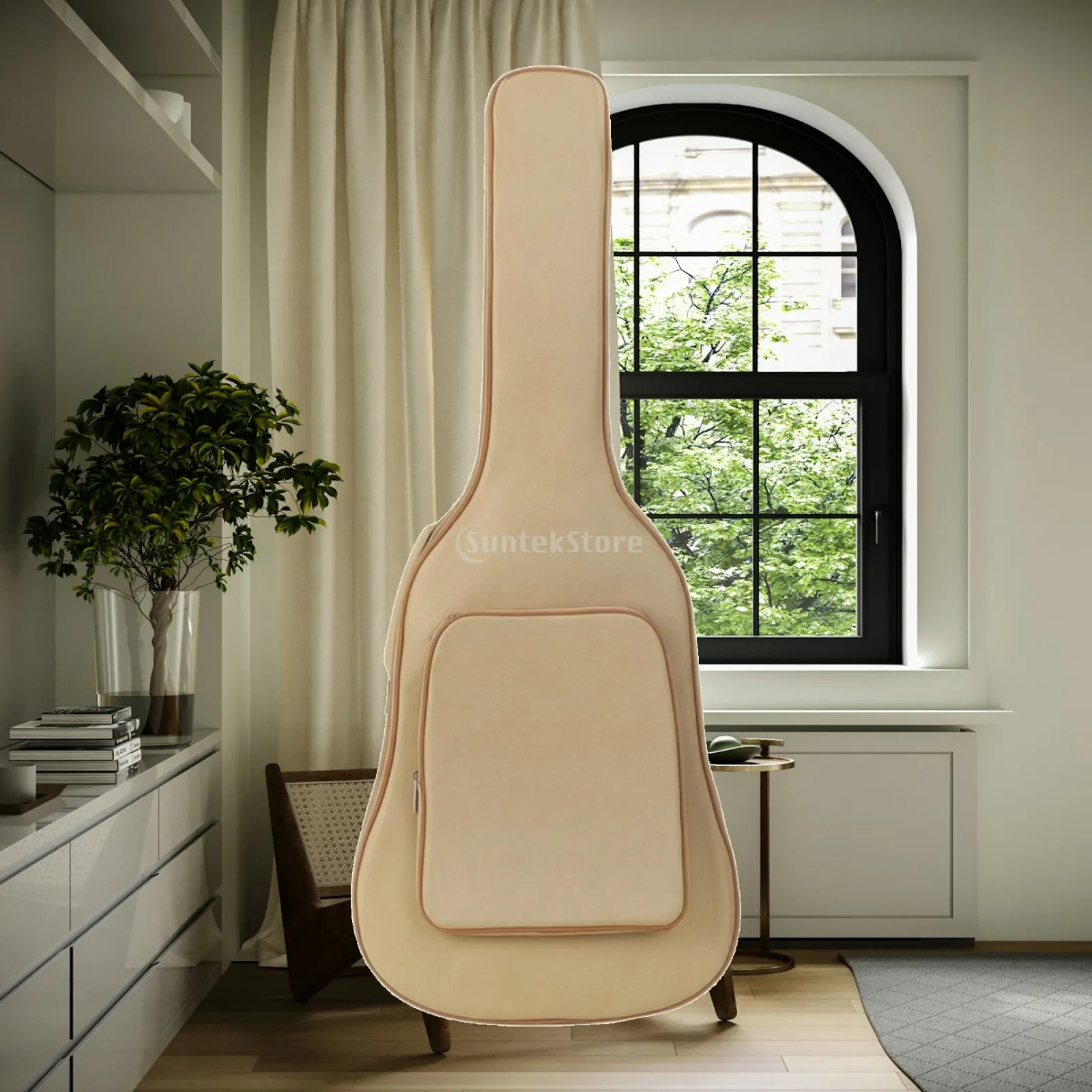 Semi Rigid Guitar Case Bag for Acoustic Electric Bass 41 Inch Oxford Cloth Waterproof Padded Backpack