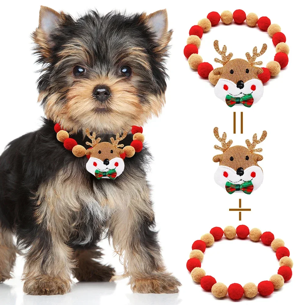 20pcs Dog Collar Christmas Dog Necklace Bowties For Small Dog Cat Bow Tie Collar Christmas Dog Grooming Accessories Pet Supplies