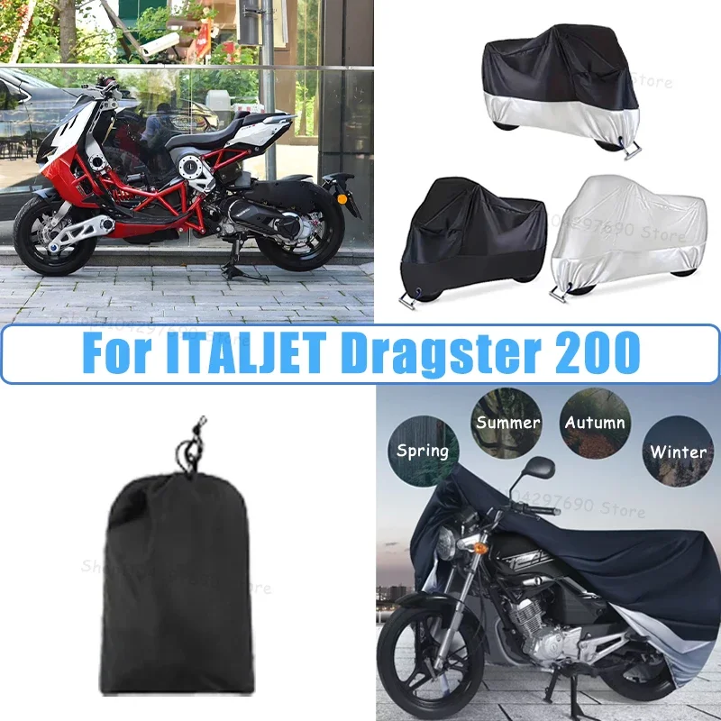 210D Oxford Motorcycle Cover Waterproof All Season UV Protection For ITALJET Dragster 200 Anti-Tear Windproof Motorbike Cover