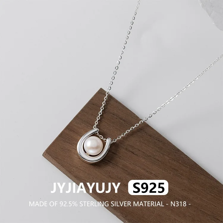 

JYJIAYUJY 100% Whole Original Sterling Silver S925 Pendant Necklace U-shaped With Pearl Fashion Woman Jewelry Gift Use N318
