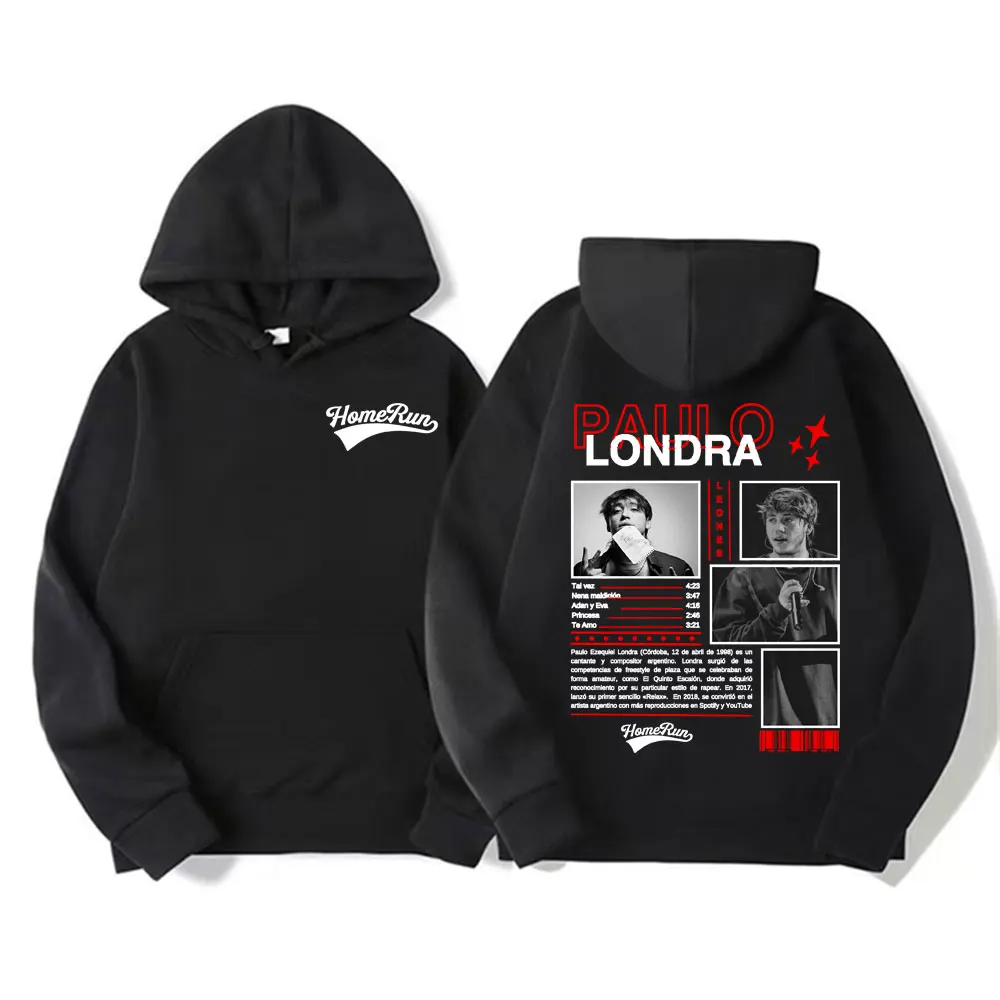 Rapper Paulo Londra Homerun Album Sweatshirts Men Women Fashion Hip Hop Streetwear Hoodies Harajuku Long Sleeve Oversized Hoodie