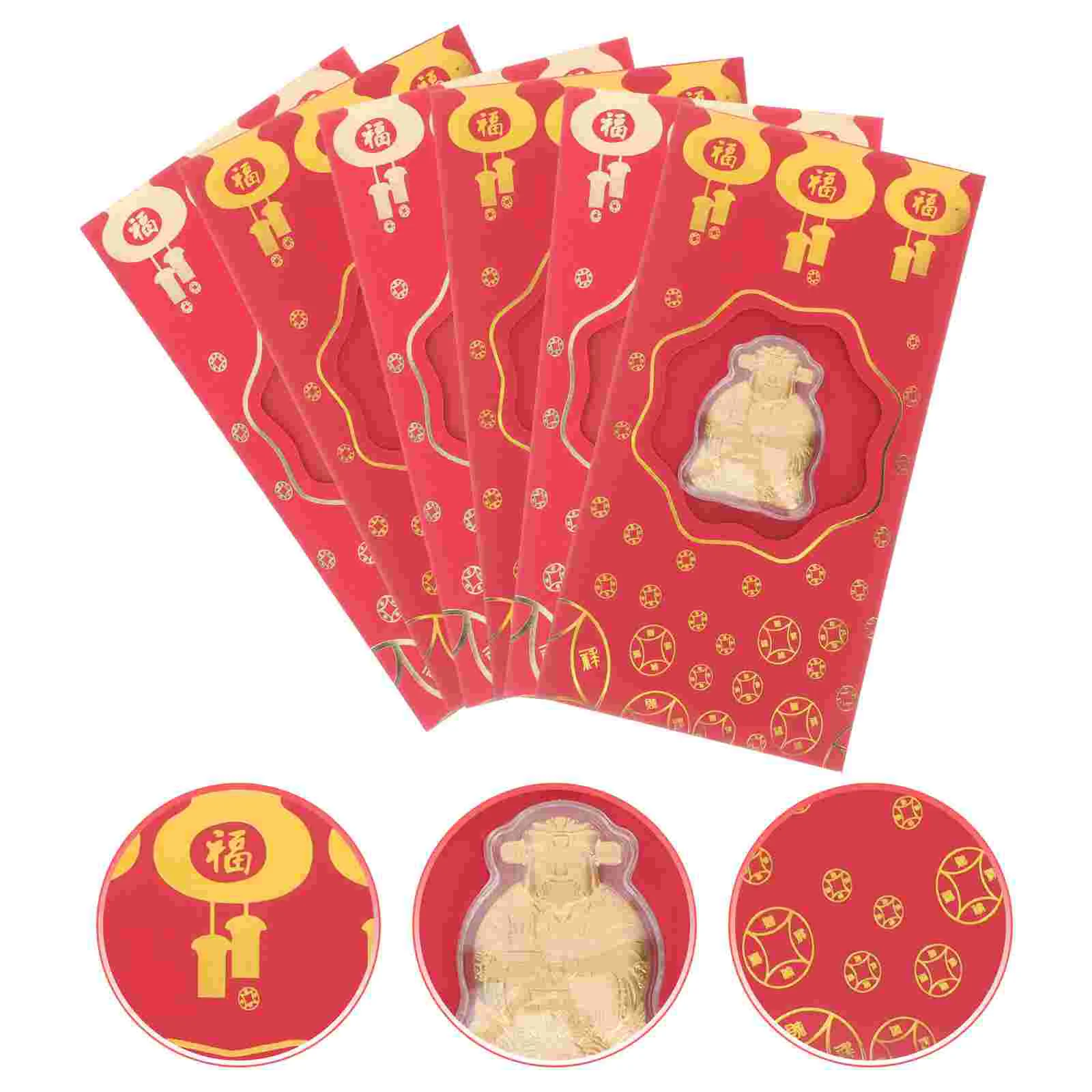 

10 Pcs God of Wealth Red Envelope The Envelopes Money Packets Frosted Rabbit Year Gold Leaf Kids Chinese Style New