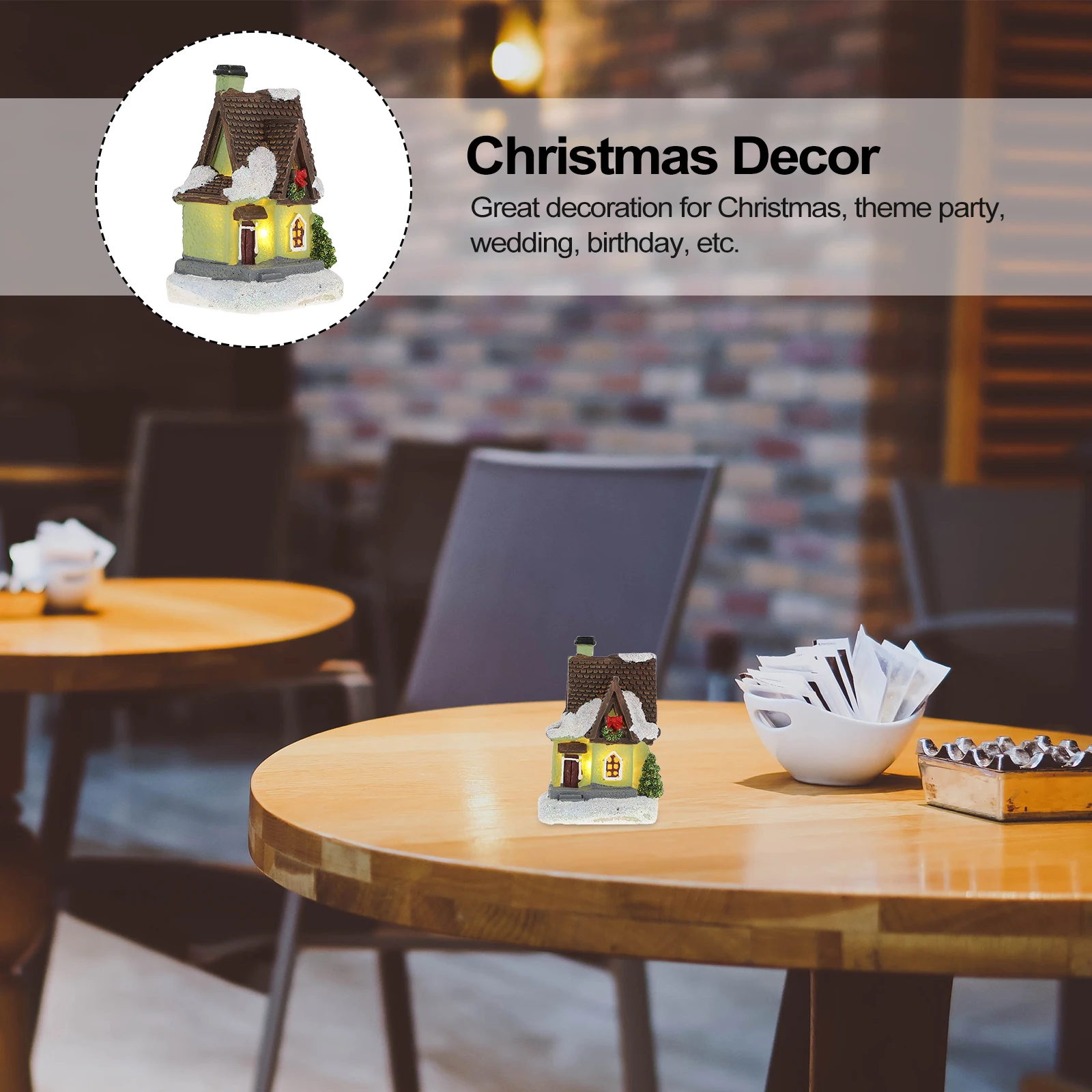 

Miniature Christmas House Resin House Sculpture Operated Create Warmth Improve Childrens Hands on Ability Gift