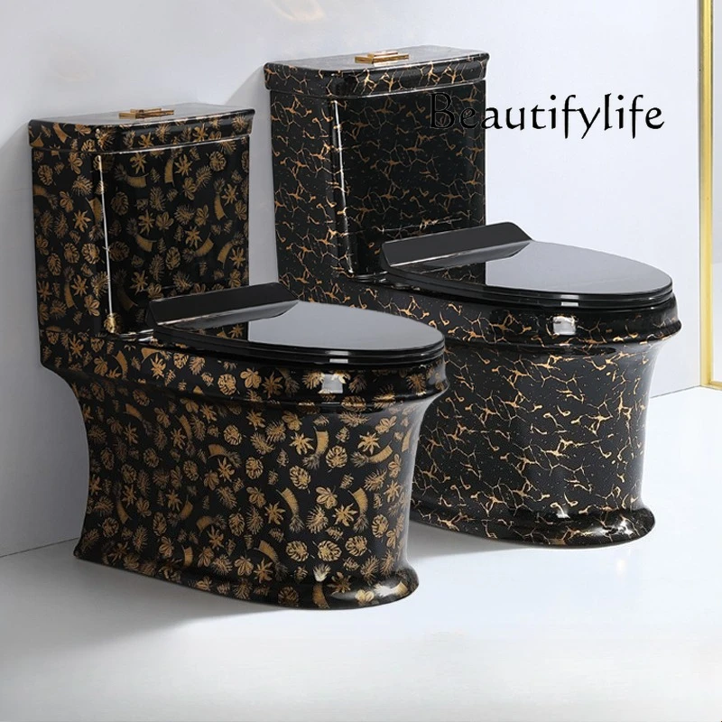 Household black ceramic color siphon super whirlpool toilet silent deodorant pumping large diameter toilet