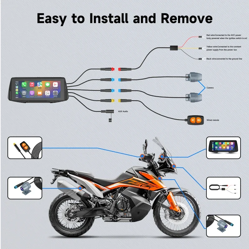 Spedal 6.86 Inch Touch Screen Display Rigorous Tyre Pressure Safety Monitoring Motorbike Motorcycle Carplay For Travel Safety