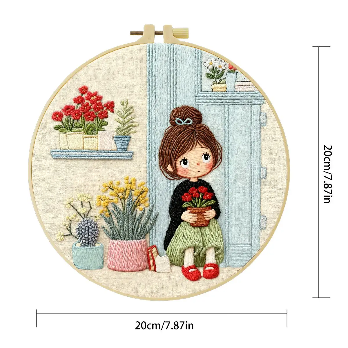 1 Stück 20X20CM/15X15CM 7,87/6,3 Zoll Mädchen-Stickerei-Starter-Kit DIY-Kit DIY-Stickerei-Set Handarbeiten Malerei – Detail 3