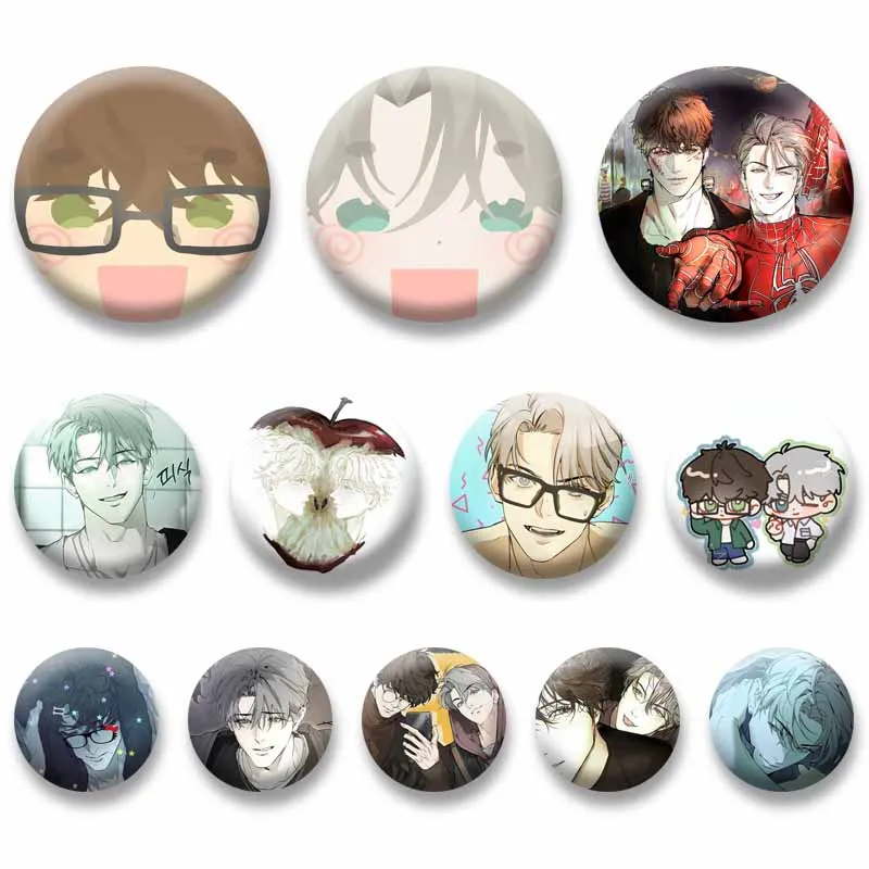 Beliebte BL Manhwa N-Nerd Project Runde Brosche Mode-Schmuck Accessoires Geschenke für Freunde Cartoon Rollenspiel Broschen Anstecknadeln Tasche