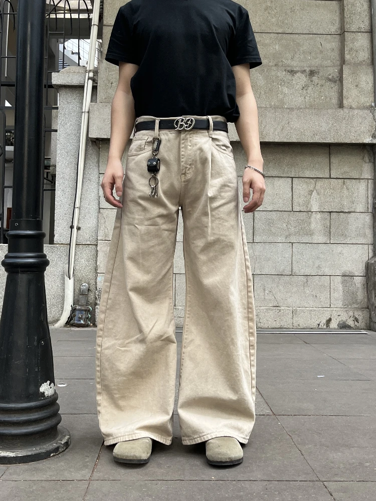 

Retro American Work Pants Men's Loose Straight Leg Casual Trousers Women's Floor-Length Wide Leg Jeans Youth Faion Sle