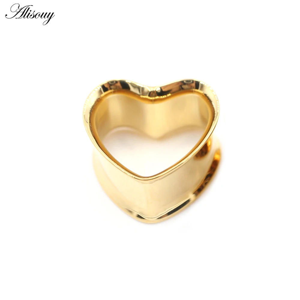 1Piece Cute Gradient Color Heart Love G23 Titanium Ear Tunnels Plugs Expanders Stretcher Gauges Earrings Piercing Body Jewelry