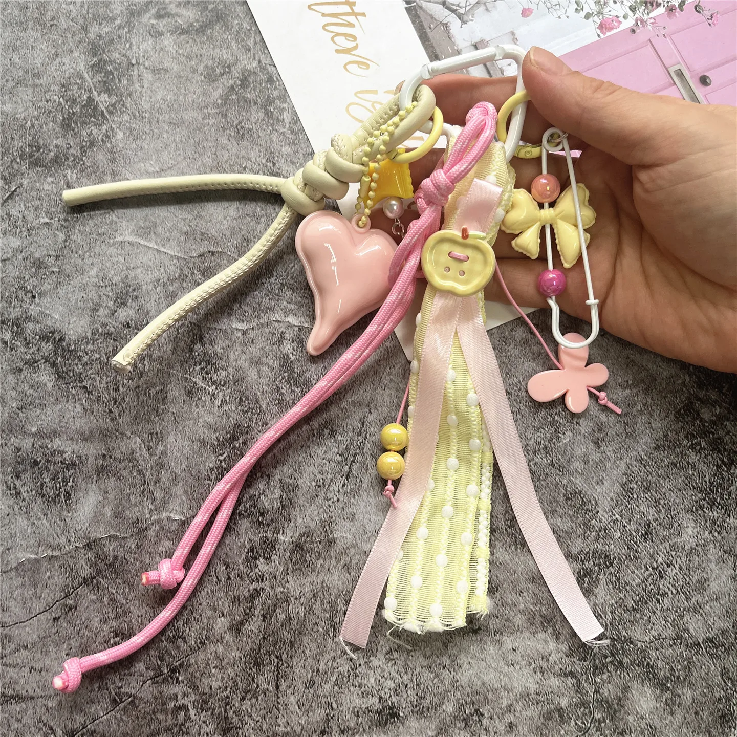 

Брелок-подвеска, розовая цепочка для сотового телефона, бусины, красочный ремешок, шнур с защитой от потери ключей, изысканный ремешок для украшения телефона