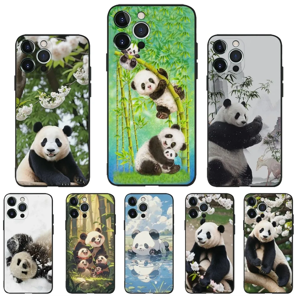 

Fubaos top cute pandas Phone Case for Apple iPhone, 13, 14,13,12,11,XS,XR,X,8,7,Pro,Max,Plus, Mini Silicone Cover, Black