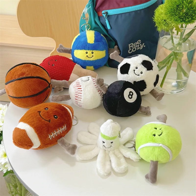 10cm Basketball Football Tennis Plush Toy Soft Stuffed Balls Players Souvenir Decorative Backpack Pendant Children Birthday Gift