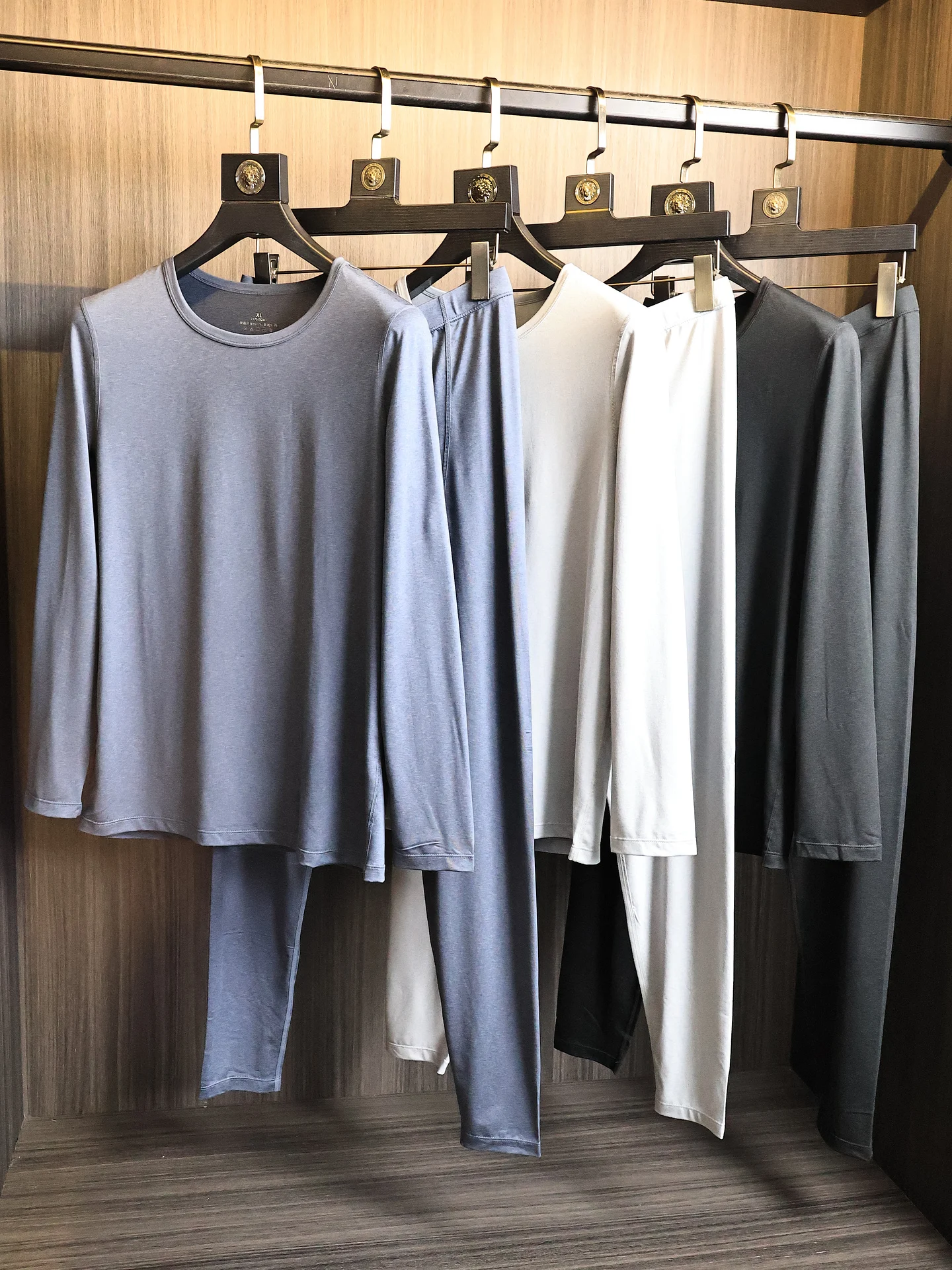 Ultra Soft Elastic Men's Warmth Set Pure Color Autumn Underwear Pants Long Sleeve round Neck Polyester Spandex Blend Comforta...