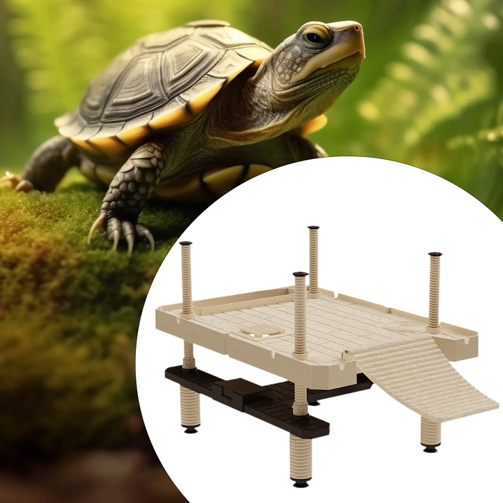 Turtle Basking Platform Turtle Terrace with Ladder Amphibian Float Turtle Pier for Frog Terrapin Salamanders