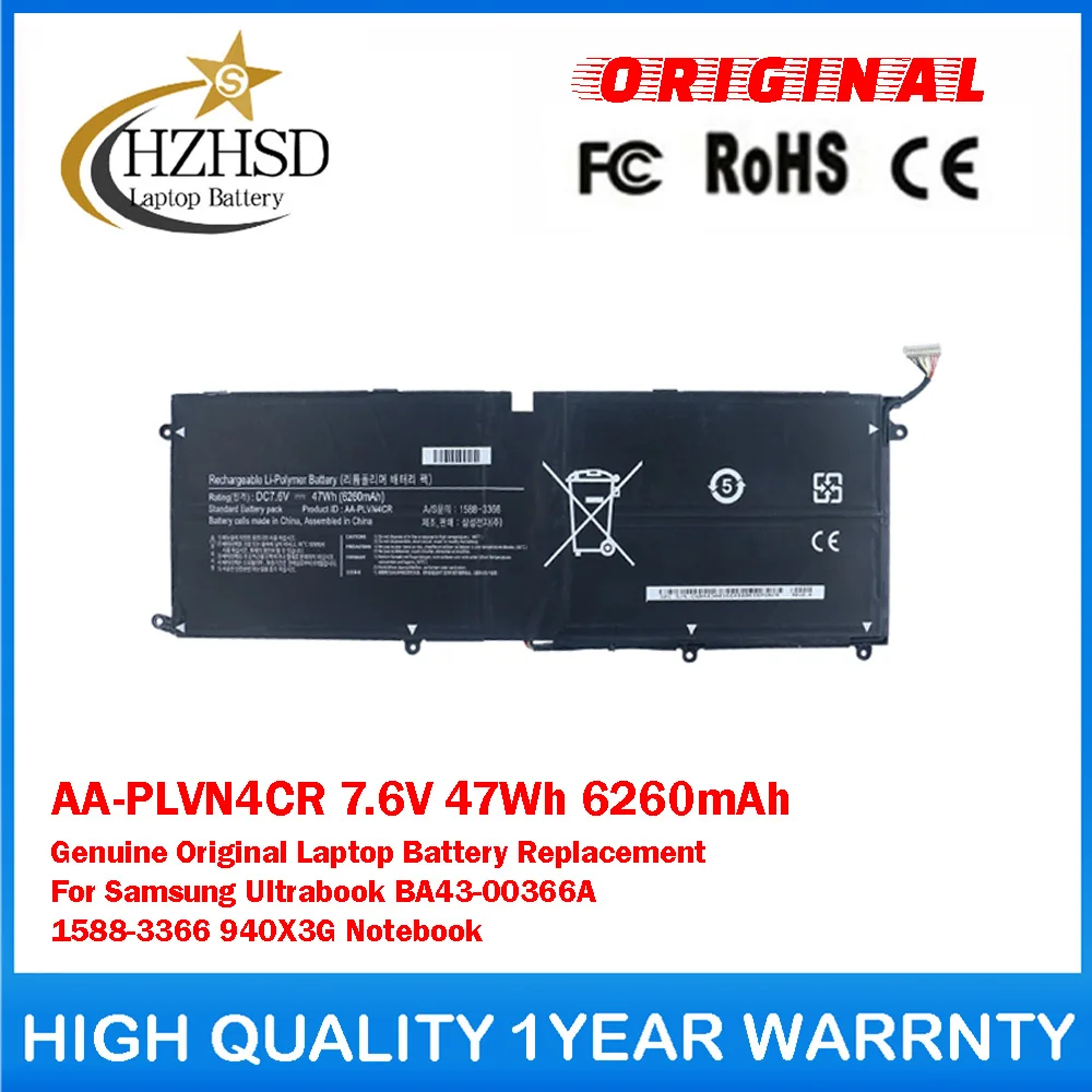 

AA-PLVN4CR 7.6V 47Wh 6260mAh Genuine Original Laptop Battery Replacement For Samsung Ultrabook BA43-00366A 1588-3366 940X3G