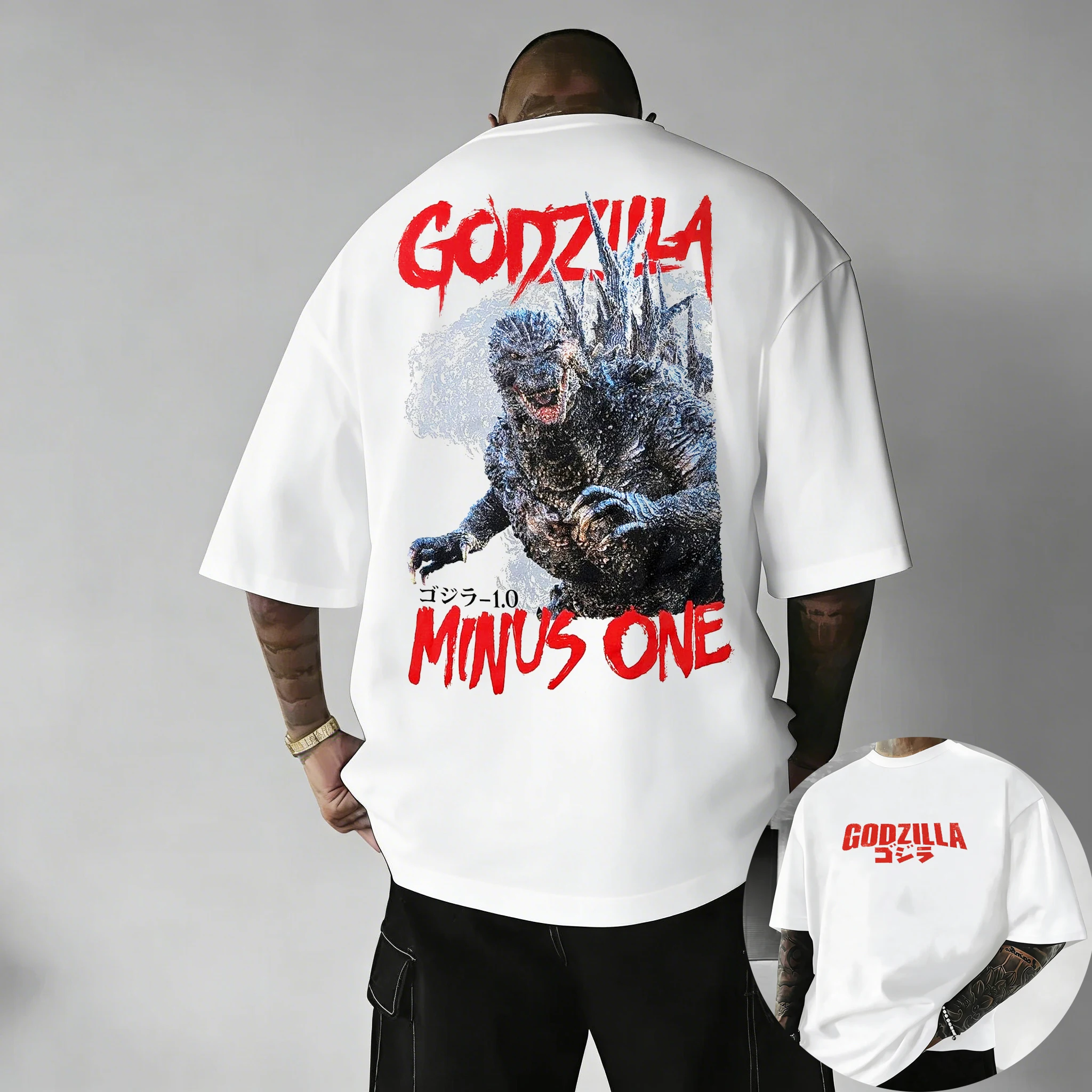 JP Movie Godzilla Vintage Print Cotton Short Sleeve T-Shirt Men Women Kids Family Clothes Summer Short-Sleeve Casual Tee Tops view 5