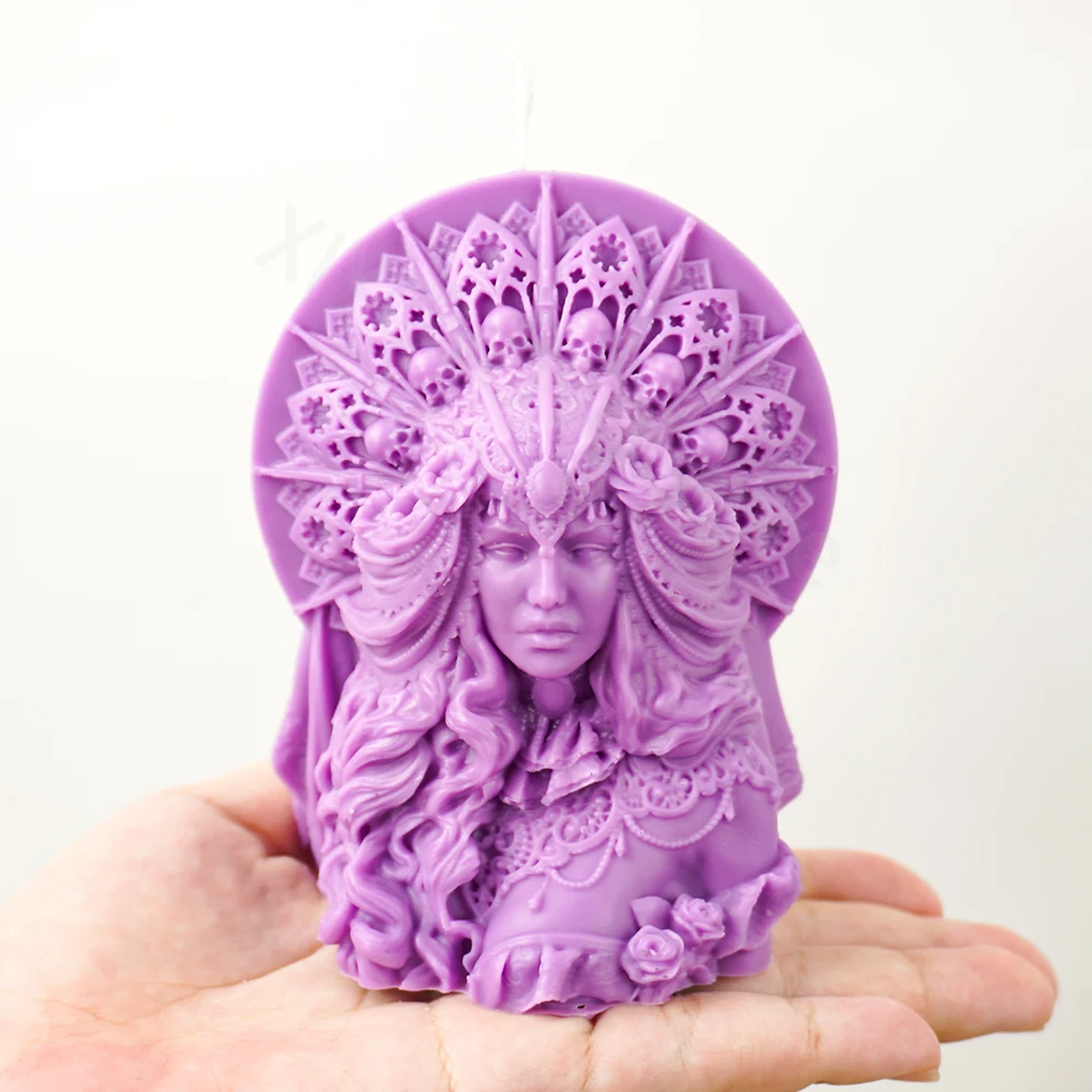 3D Half Body Queen Candle Silicone Mold DIY Goddess Plaster Crafts Mould Nordic Portrait Ornament Resin Molds Halloween Decor