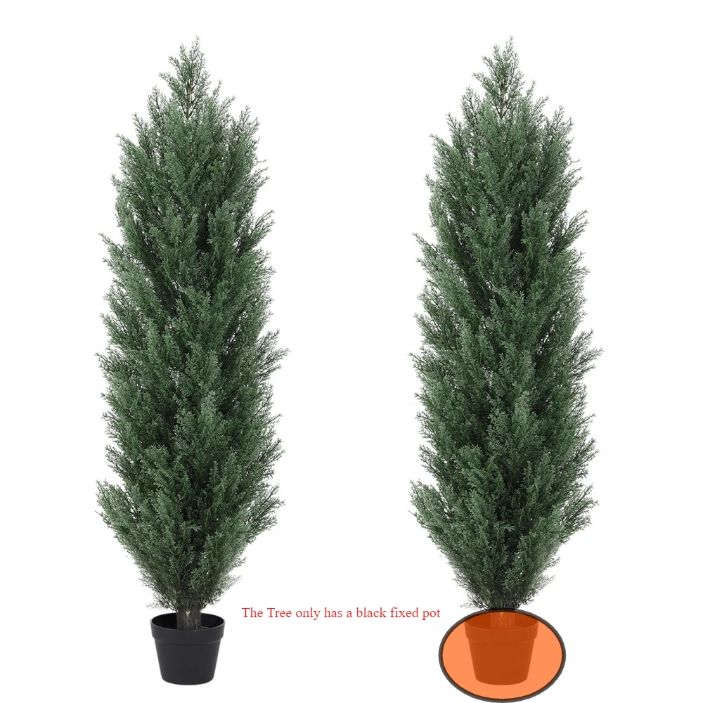 

2pcs/set,4FT Artificial Green Pine Cypress Tree with Black Plastic Pot for Indoor and Outdoor Decoration