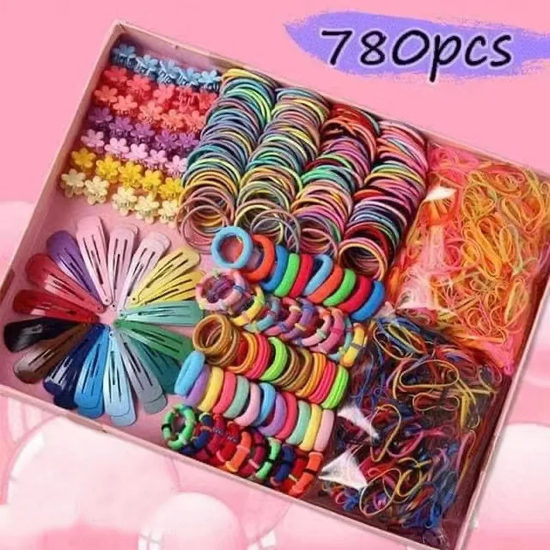 

1 Set Girls Colorful Hair Rope Bands Hair Card Combination Set Cute Bow Headpieces Children Ponytail Holder Hair Accessories