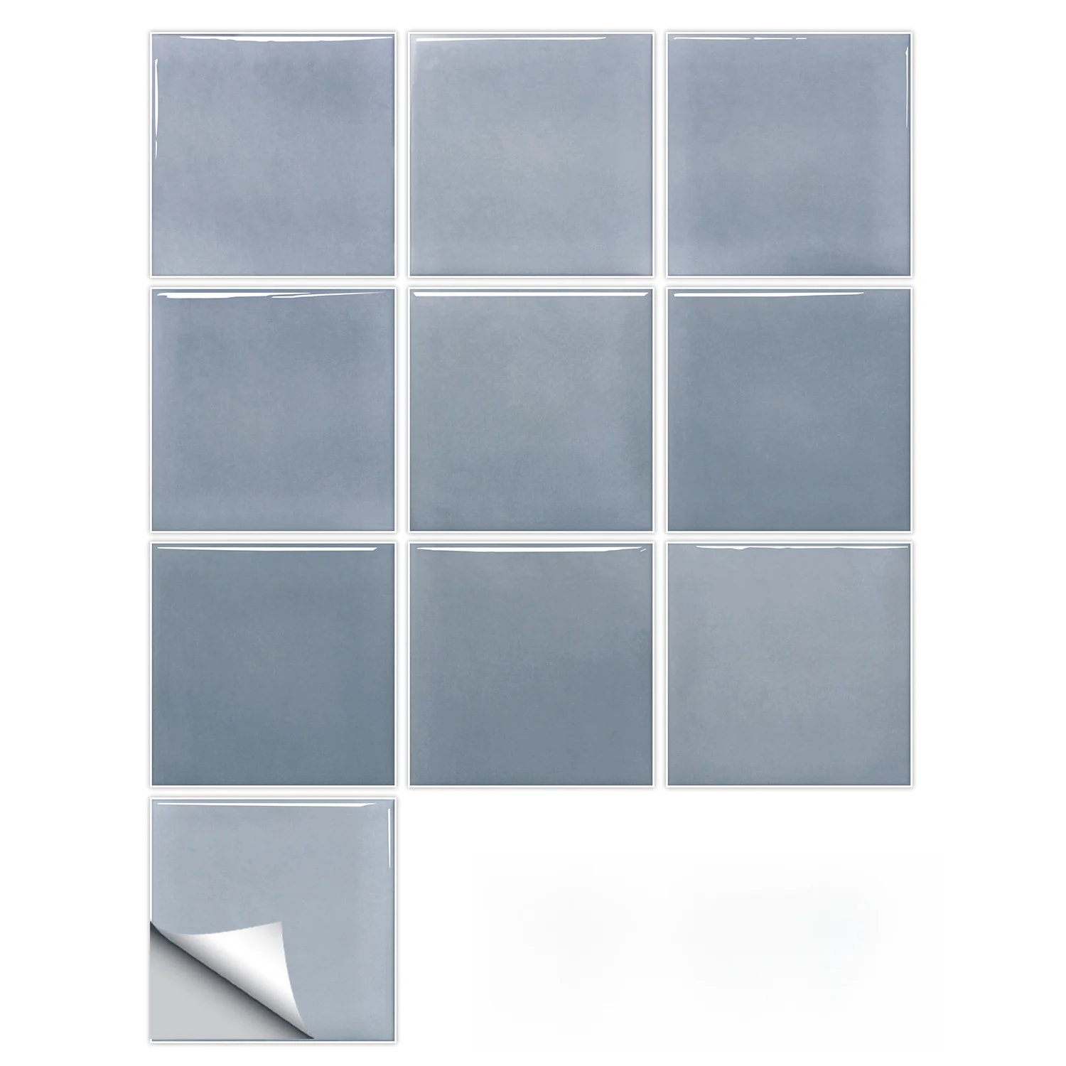 Easy Apply PVC Decals Waterproof Removable Wall Stickers for Kitchen Bathroom Decor 30x30cm Set of 10 Glossy Finish