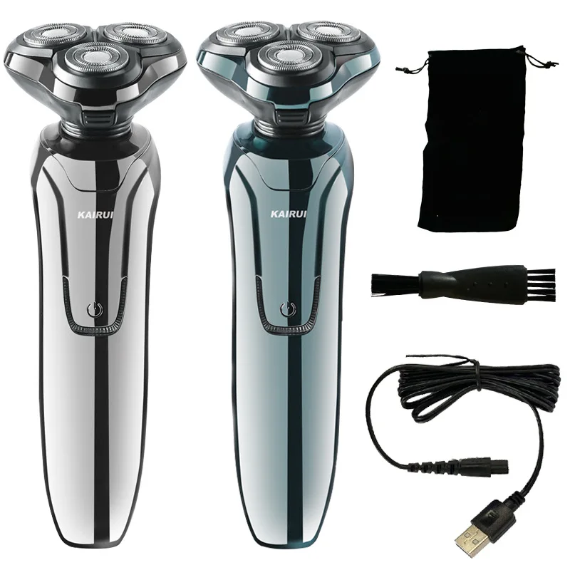 Electric Shaver Men\'s Fully Washable Electric Shaver Rechargeable Smart Floating Three Cutter Head