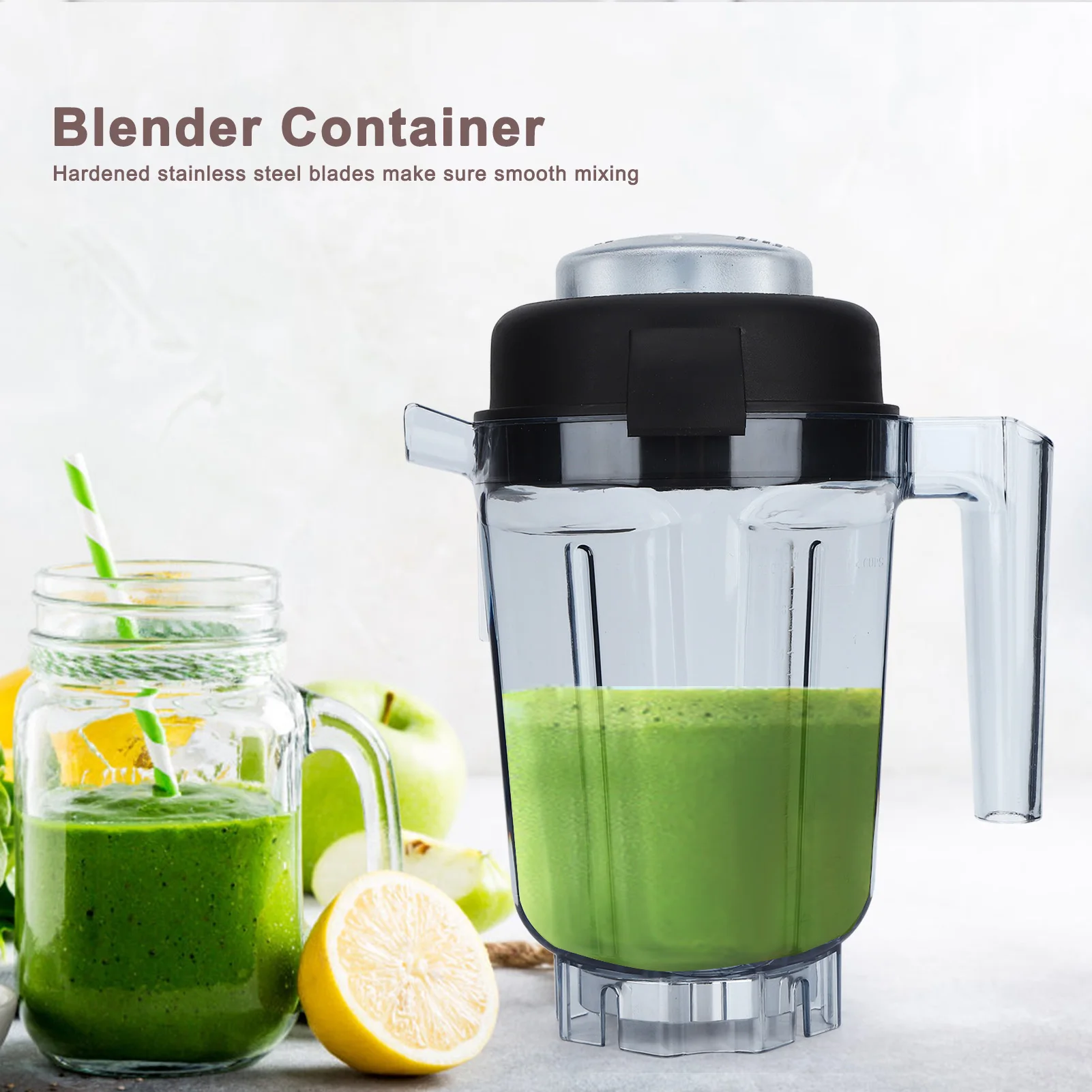 Contenedor para licuadora de alimentos transparente Vitamix, contenedor con tapa de hoja, accesorios de repuesto aptos para contenedor Vitamix de 32oz