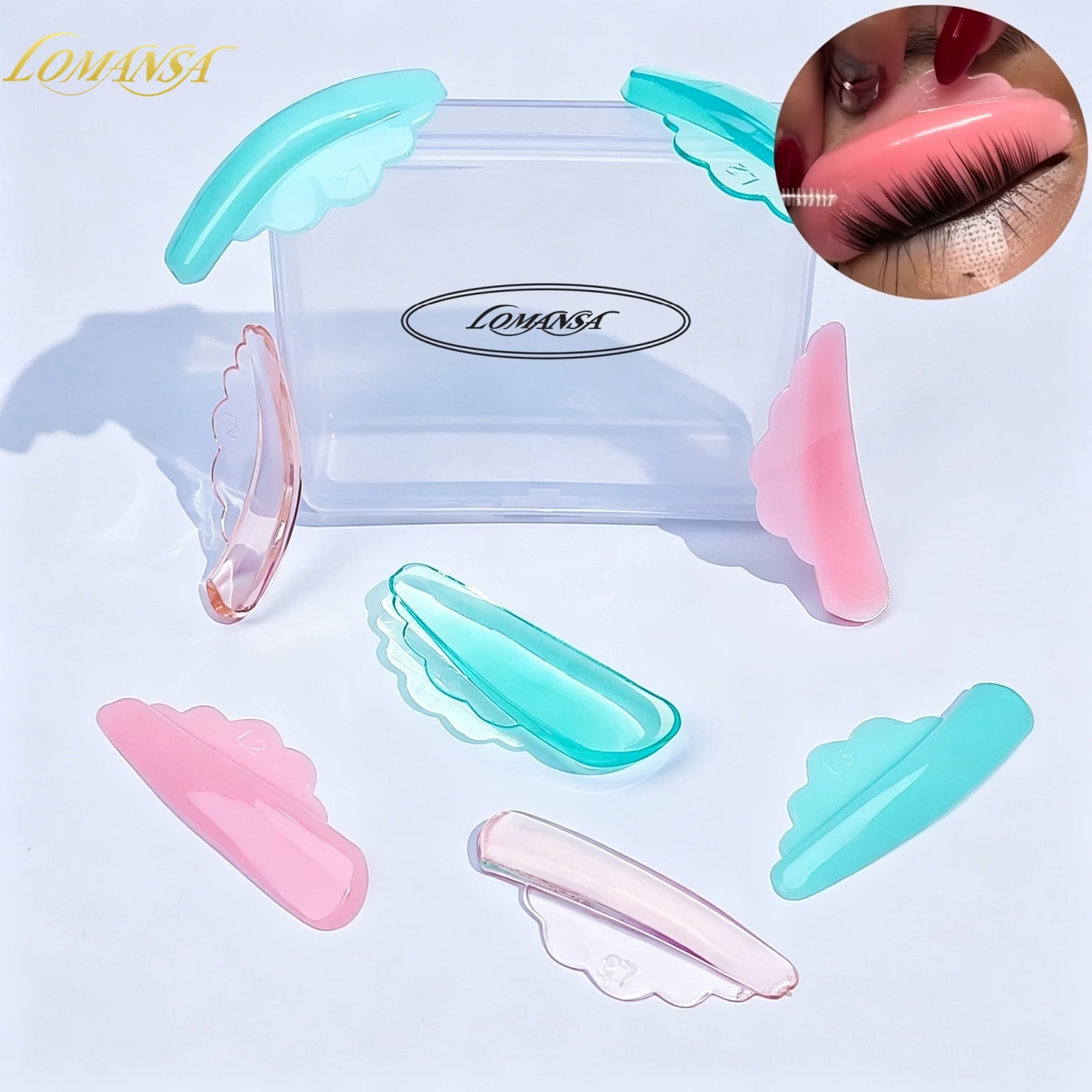 Lomansa Neu 4 Paar V-Curl Klebefreie Wimpern-Lifting-Pads Wimpernstäbchen Schutzschilde 3D Wimpernformer Zubehör Make-up-Tool – Detail 9